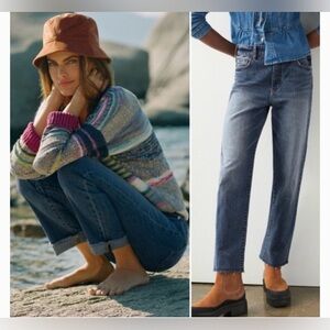 Anthropologie Pilcro The Rue raw hem medium dark wash jeans size 27T